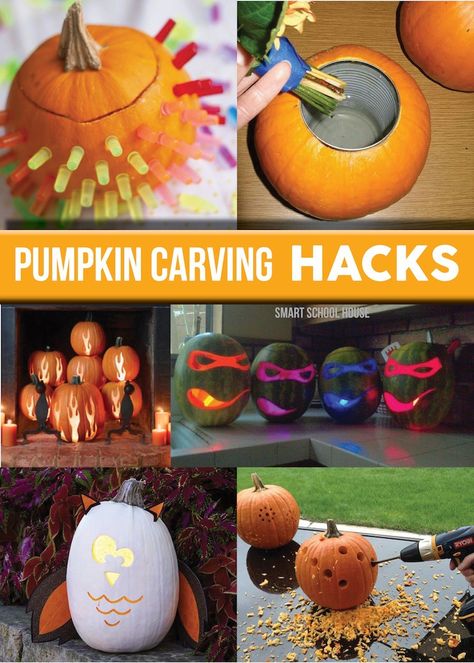 Bet you never thought of these ideas for decorating your Halloween jack-o’-lanterns! Have the best pumpkins on the block with the help of these DIY Pumpkin Carving Hacks! Pumpkin Carving Hacks, Smart School House, Smart School, Halloween Pumpkins Carvings, School House, Theme Halloween, Fun For Kids, Halloween Boo, Holiday Diy