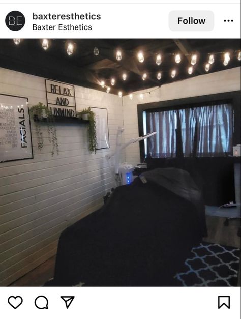 Black And Gray Lash Room, Esthetics Room Black, Esthetician Shed, White Esthetician Room, Black And White Esthetician Room, Black Esthetician Room, Black Lash Room, Lash Studio Decor, Wax Room