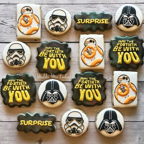 Star Wars Cookies, Cookie Pictures, Birthday Hats, Disney Cookies, Baby Boy 1st Birthday Party, Star Wars Cake, Star Wars Birthday Party, Sugar Cookie Designs, Baby Boy 1st Birthday