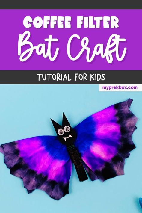 Bats Preschool, Process Art Preschool, Halloween Theme Preschool, Halloween Bats Crafts, Halloween Filters, Coffee Filter Art, Halloween Activities Preschool, Classroom Halloween Party, Bat Craft