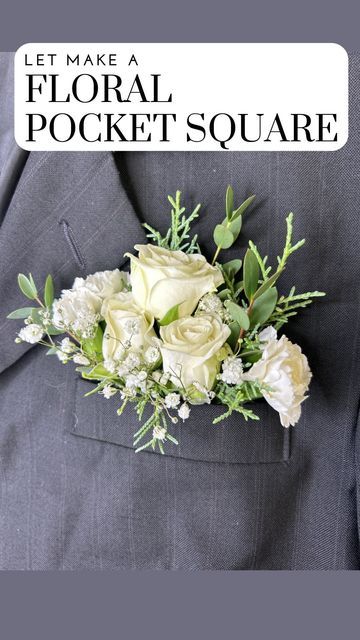 Flowers + Plants + Home Decor on Instagram Pocket Boutonniere Diy, How To Make A Pocket Boutonniere, Pocket Square Boutonniere, Pocket Boutonniere, Grooms Boutonniere, Diy Boutonniere, Floral Pocket Square, Plants Home Decor, White Boutonniere