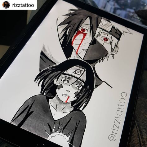 Best tattoos & drawings 🇪🇸🇬🇧🇯🇵 on Instagram: “#Repost @rizztattoo • • • • • Naruto design 😍🔥 Follow for more content like this 🔥 .  #anime #manga #tattoo #animetattoo #ink #animeink…” Obito Uchiha Rin, Kakashi Tattoo, Naruto Design, Rin Nohara, Manga Tattoo, Obito Uchiha, Best Tattoos, Kakashi Hatake, Anime Tattoos