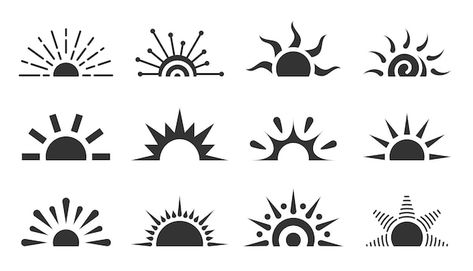 Sun Symbol Design, Sun Logo Design Ideas, Sunlight Logo, Sol Logo, Star Cartoon, Museum Branding, Sunset Logo, Half Sun, Cartoon Summer