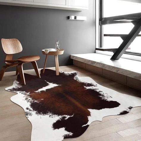 Luxury Home Decor Carpet Living Room Bedroom Faux Cowhide Rug - On Sale - Bed Bath & Beyond - 40047310 Dark Leather Living Room, Cowhide Rug Living Room, Faux Cowhide Rug, Room Plants, Large Cowhide Rug, Leather Living Room, Home Vision Board, Faux Cowhide, Living Room Plants