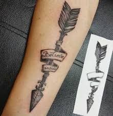 Arrow With Ribbon Tattoo, Tattoo Arrows, Indian Arrow Tattoo, Arrow Head Tattoos, Women Tattoos Ideas, Arrow Forearm Tattoo, Mens Arrow Tattoo, Antler Tattoos, Arrow Tattoos For Women