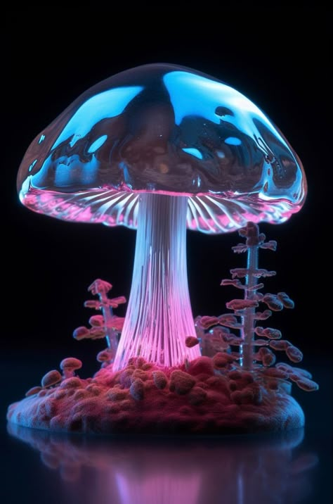 Hongos Aesthetic, Creepy Mushroom, Glow In The Dark Mushrooms, Mushroom Shelves, Bioluminescent Mushrooms, Psilocybin Mushrooms, Fantasy Mushroom, Transparent Art, Glowing Mushrooms