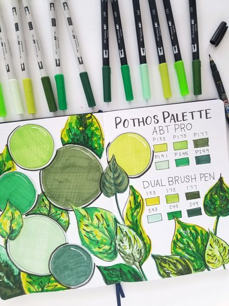 Bullet Journal Markers, Paint Swatch Art, Tombow Art, Color Journal, Tombow Brush Pen, Pro Markers, Tombow Markers, Tombow Dual Brush Pen, Sketchbook Project