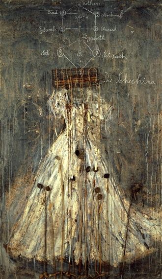 Anselm Kiefer ~ "Schechina" (1999) Oil, emulsion, acrylic, lead and aluminum wire cage on canvas 190 x 330 cm.  *feminine virtues of the Divine* via Mutual Art ©Anselm Kiefer Anslem Kiefer, Anselm Kiefer, Sculpture Installation, Mixed Media Collage, Art Plastique, Contemporary Paintings, Mixed Media Art, Art Works, Artist Inspiration