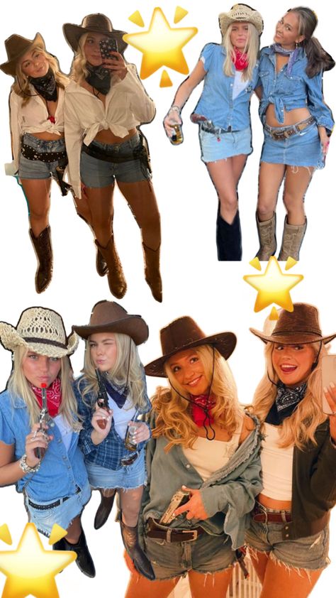 Cowboy Diy Costume, Cow Girl Costume Women, Cowboy And Cowgirl Costume, Cowgirls Halloween Costumes, Wild Wild West Theme Party Outfit, Cowboy Girl Costume, Farmer Girl Costume, Girls Cowgirl Costume, Zombie Cowboy