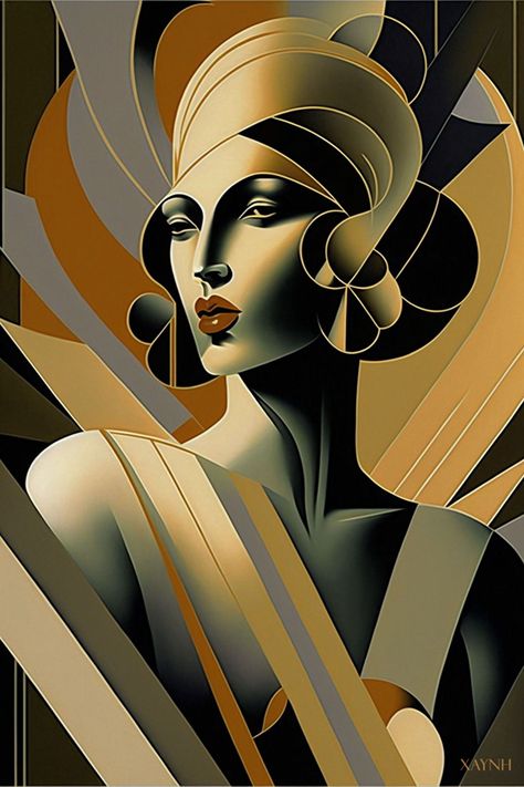 Explore the timeless allure of Art Deco illustration with us, journeying through its luxurious, bold designs and enduring influence on contemporary art! Art Deco Design Graphics Illustrations, How To Draw Art, Pinturas Art Deco, Art Deco Drawing, Art Deco Portrait, Art Deco Design Graphics, Art Deco Illustrations, Art Deco Artists, Art Deco Artwork