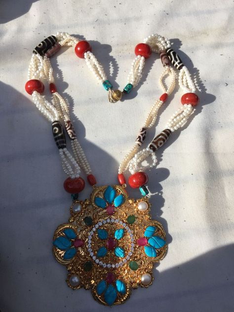 Tibetan Jewelry Tibet, Tibetan Outfit, Tibetan Clothing, Tibetan Jewellery, Nepali Jewelry, Michael Michaud, Antique Jewellery Designs, Tibetan Jewelry, Trendy Blouse