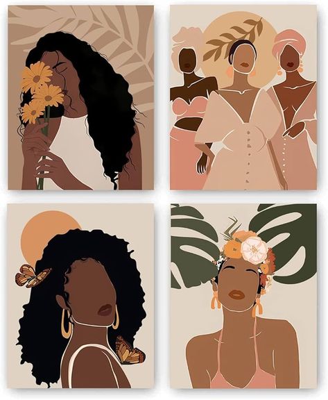 Leaf Art Painting, Girls Dressing Room, Women Room, Queen Girl, African American Art Women, Painting Female, Melanin Art, Bedroom Dressing Room, Dressing Room Decor