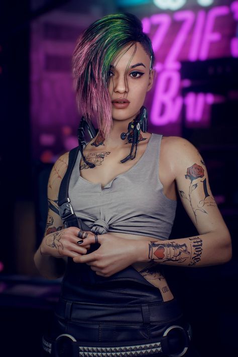 Judy Alvarez, Cyberpunk Anime, Cyberpunk City, Arte Cyberpunk, Fantasy Fiction, Human Poses, Cyberpunk Art, Cyberpunk 2077, Video Game Characters