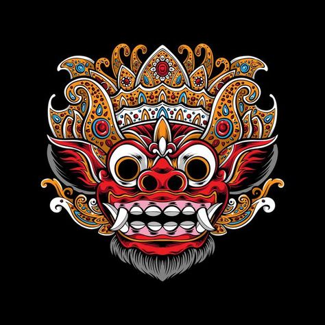 Barong Bali, Balinese Tattoo, Pumpkin Artwork, Mask Illustration, Japan Tattoo Design, Eagle Art, Event Poster Design, Ecole Art, Black And White Artwork