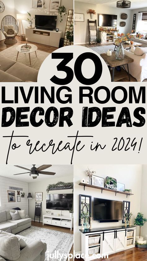 Looking for the best living room decorations? This post is all about 30 living room ideas, living room inspiration, contemporary living room , living room decor ideas to make your home cozier! Tv Wall Living Room, Cozy Farmhouse Living Room, Storage Living Room, Farmhouse Living Room Ideas, Rustic Living Room Furniture, Living Room Themes, Living Room Styles, Living Room Decor Inspiration, Living Room Organization