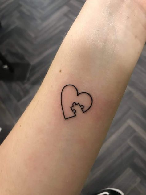 Heart With Missing Puzzle Piece Tattoo, Puzzle Piece Tattoo Heart, Simple Puzzle Piece Tattoo, Puzzle Piece Tattoo Matching, Couple Tattoos Puzzle Pieces, Dainty Puzzle Piece Tattoo, Puzzle Matching Tattoos, Puzzle Couple Tattoo, Puzzle Heart Tattoo