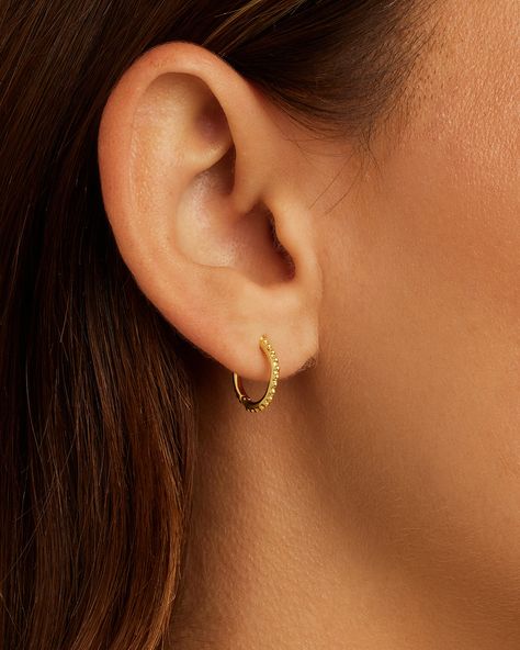 Bali Huggies Earring in Gold Plated, Women's by gorjana Bali Designs Earings, Gold Bali Design, Bali Earrings Gold, Gold Bali, Earrings Bali, Gold Huggies, Bali Earrings, Ear Ring, Earring Designs