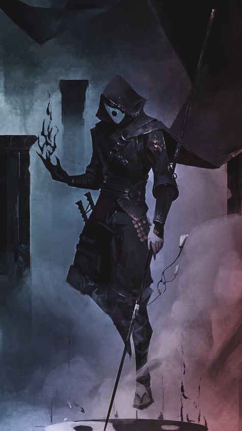 Shadow Dancer Dnd, Shadow Warrior Art, Shadow Slave Fanart, Reaper Concept Art, Necromancer Character Design, Shadow Mage, Necromancer Art, Shadow Assassin, Shadow Creatures