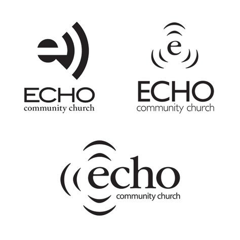 Echo Community Church on Behance Echo Logo Design, Echo Logo, Voice Logo, Sp Logo, Language Logo, Sound Logo, News Logo, Negative Space Logos, Eco Logo