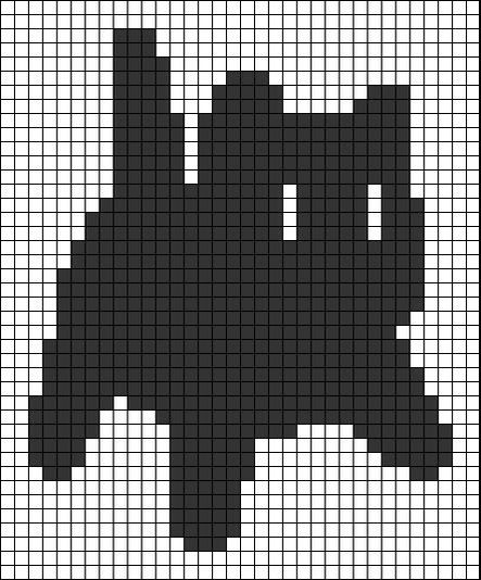 Crochet Wall Tapestry Pattern, How To Crochet Pixel Pattern, Square Pixel Art Pattern, Kuromi Crochet Grid, Pixel Art Pattern Animals, Alpha Patterns Crochet Studio Ghibli, Pixel Crochet Square, Black Cat Perler Bead Patterns, Sweater Alpha Pattern