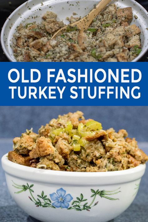 Traditional Turkey Stuffing, Homemade Turkey Stuffing, Turkey Stuffing Recipe, Thanksgiving Turkey Stuffing, Turkey Dressing Recipe, Traditional Thanksgiving Dinner Menu, Hot Turkey Sandwiches, Turkey Stuffing Recipes, Turkey Dressing