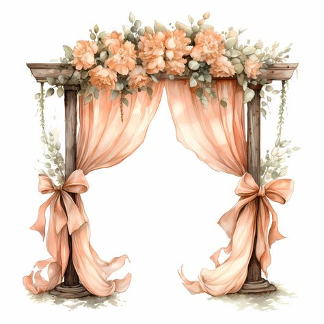 Altars Ideas, Arch Watercolor, Rustic Wedding Arch, Arch Illustration, Wedding Arch Rustic, Arch Decoration Wedding, Frame Clipart, Digital Planning, Jpg Images