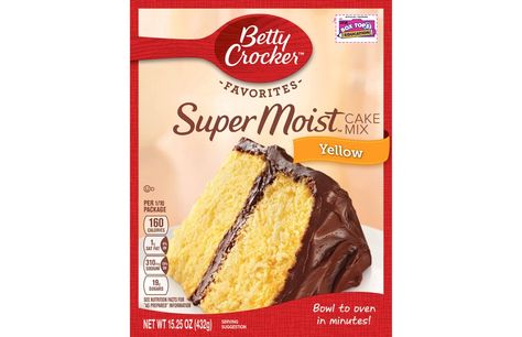 Betty Crocker Favorites Super Moist Yellow Cake Mix Yellow Cake Mix Cookies, Yellow Cake Mix Recipes, Betty Crocker Cake Mix, Moist Yellow Cakes, Betty Crocker Cake, Nursing Cake, Yellow Cake Recipe, Betty Crocker Recipes, Dump Cakes