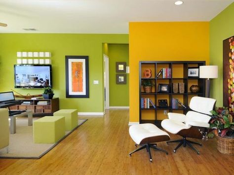 Love choosing exciting colors - and someone recommended the Color911 app in the comments !! Yellow Accent Walls, Room Color Combination, Wall Color Combination, Living Room Wall Color, Room Wall Colors, Living Room Color Schemes, Accent Walls In Living Room, Accent Wall Bedroom, Green Walls