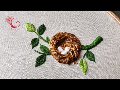 (198) Simple Bird's Nest Embroidery Tutorial - Easy for Beginners! - YouTube Nest Embroidery, Embroidery Birds, Hand Embroidery Tutorial, Embroidery Tutorial, Birds Nest, Beautiful Bird, Bird Patterns, Bird Nest, Embroidery Tutorials