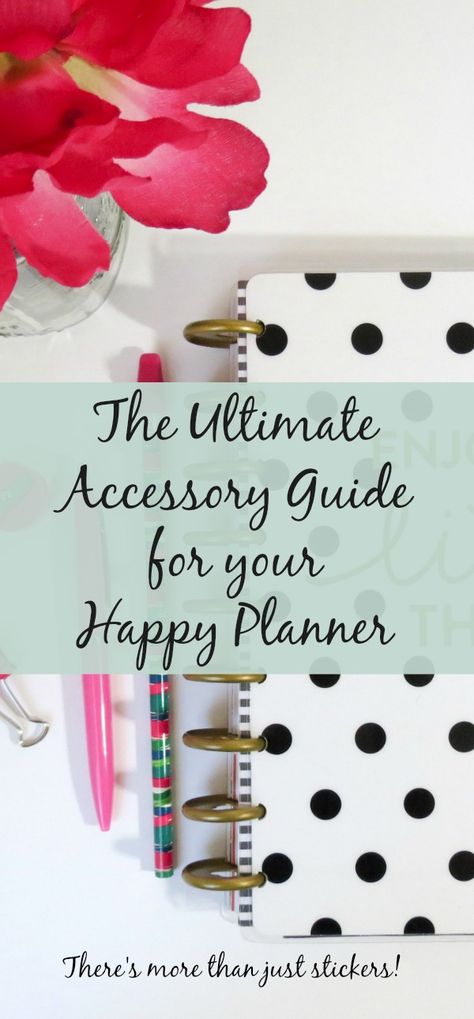 The Happy Planner is an awesome tool for staying organized and productive - but the Happy Planner accessories that are available take it to the next level! Folders, stickers, inserts, extension packs, wash tape... so many more! Happy Planner Hacks, Lifestyle Improvement, Wash Tape, Vlog Ideas, Happy Planner Accessories, Digital Bullet Journal, Happy Planners, Accessories Guide, Happy Planner Cover