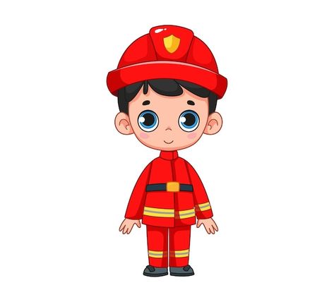 Community Helpers Preschool Crafts, Fireman Costume, Fireman Hat, Children Clipart, Fire Man, Community Helpers Preschool, People Design, Kids Learning Activities, Vector Cartoon