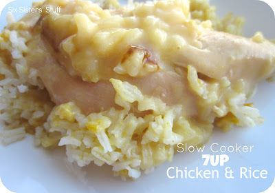 Slow Cooker 7Up Chicken and Rice | Six Sisters' Stuff 7up Chicken, Slow Cooker Chicken Rice, Crock Pot Food, Chicken Crockpot, 7 Up, Bean Pot, Crockpot Dishes, Chicken And Rice, Crock Pot Slow Cooker