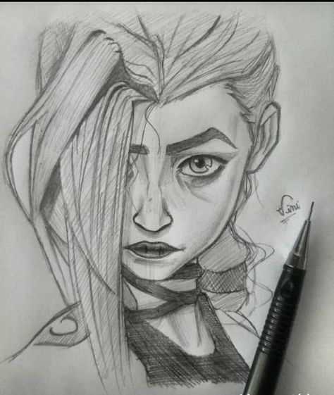 Anime Sketches Pencil, Jinx Sketch, Jinx Drawing, Arcane Drawing, Skateboard Art Design, Jinx Arcane, Best Anime Drawings, Easy Pixel Art, Drawing Examples