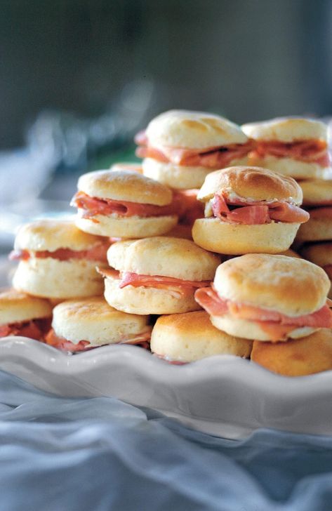 Ham-Stuffed Biscuits with Mustard Butter Virginia Recipes, Yeast Biscuits, Small Sandwiches, Mustard Butter, Stuffed Biscuits, Shower Recipes, Ham Biscuits, Easter Appetizers, Leftover Ham Recipes