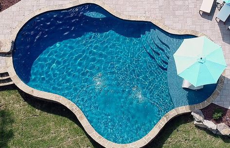 Free Form Pool Designs, Inground Pool Decking, Free Form Pools, Backyard Hardscape, Freeform Pool Designs, Backyard Vacation, Blue Haven Pools, Inground Pool Designs, Swimming Pool Pictures