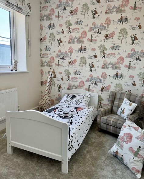 Adoring the kids’ bedroom in the Ashwood Homes showhome we’ve recently completed. The adorable 101 Dalmatians Candy Floss wallpaper and Roman blind from Sanderson add a perfect touch for little ones. #KidsBedroom #Showhome #AshwoodHomes #Sanderson #101Dalmatians #CandyFloss #AdorableDecor #HomeDesign #InteriorInspiration #ChildrensRoom Candy Floss, Roman Blind, 101 Dalmatians, Roman Blinds, House In The Woods, Childrens Room, The Kids, Kids Bedroom, Interior Inspiration