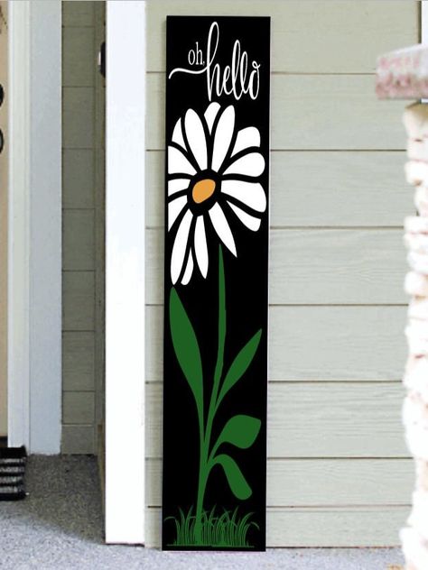 Home Board Signs, Pallet Signs Diy Outdoor Front Porches, Front Porch Painting, Spring Porch Leaner Ideas, Spring Porch Signs Diy, Spring Porch Leaners, Outside Signs Front Porches, Painting Boards Ideas Wood Signs, Diy Welcome Sign Wood Front Porches