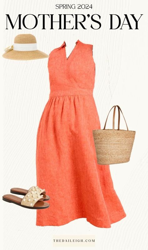 Mother's Day outfit ideas 2024 Spring Capsule Wardrobe Work, Spring Capsule Wardrobe Casual, Orange Wardrobe, Mothers Day Outfit Ideas, Women In 40s, Mothers Day Outfit, Spring Dresses For Women, Mom Wardrobe Essentials, Creating Outfits