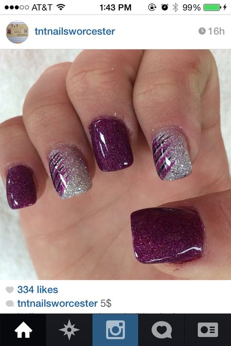 Purple Waterfall Nails, Purple January Nails, Purple Fall Dip Nails, Purple Fall Nail Designs, Waterfall Nails, Purple Manicure Ideas, Purple Nail Designs Short, Fall Nails Purple, Purple Fall Nails