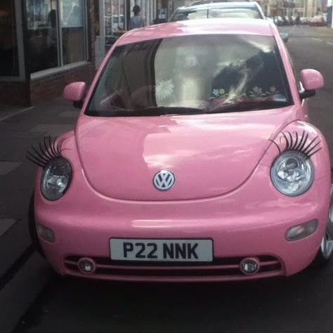 Pink Volkswagen Beetle, Pink Beetle, Volkswagen Beetle Convertible, Bug Car, Pink Cars, Girly Car Accessories, Car Deco, Beetle Car, Beetle Convertible