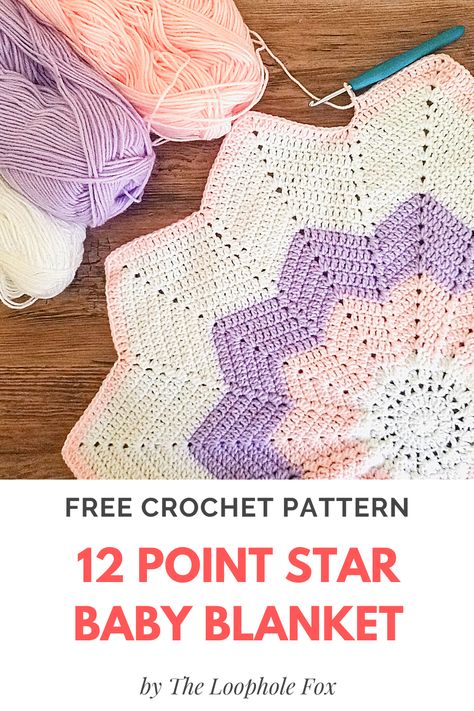 If you need a quick crochet baby blanket to gift, look no further. This free crochet pattern is quick to work up with only 35 rows and packs a ton of personality into simple repeats. #crochetstarbabyblanket #crochetstarblanket #12pointstarbabyblanket #crochetbabyblanket C2c Baby Blanket Free Pattern, 12 Star Crochet Blanket, Crochet 12 Point Star Blanket, 12 Point Star Crochet Pattern Free, Crochet Star Blanket Free Pattern, Gender Neutral Baby Blanket Crochet, Ripple Baby Blanket Crochet Pattern, Crochet Baby Blanket Free Pattern Boy, Baby Crochet Blanket Free