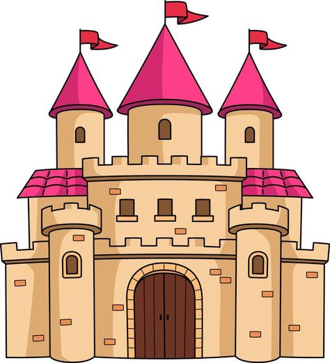 Castle Cartoon, Castle Clipart, Drawing Dragon, Castle Vector, Castle Illustration, Castle Drawing, Royal Castles, Château Fort, Castle Art