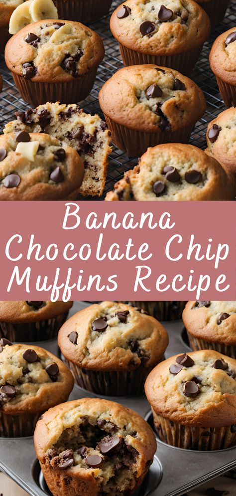 Best Banana Chocolate Chip Muffins Recipe | Cheff Recipes Banana Muffins One Banana, Banana Chocolate Chip Muffins Small Batch, Healthy Banana Chocolate Chip Muffins Oats, Yummy Banana Muffins, Oatmeal Chocolate Banana Muffins, Moist Banana Muffins Sour Cream, One Bowl Banana Chocolate Chip Muffins, Delicious Banana Muffins, Nana Chocolate Chip Muffins