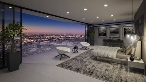 Modern Chic Bedroom, Apartamento New York, Bedroom With A View, Luxury Bedroom Sets, Amazing Bedroom Designs, Contemporary Bedroom Furniture, Luxury Penthouse, Bedroom Views, Bohemian Bedroom Decor