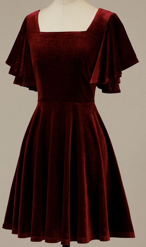 Velvet Dresses For Women, Chifon Dress, Maroon Velvet Dress, Dresses For Women Wedding, Short Frocks, Velvet Dress Short, Dress Dinner, Stylish Maxi Dress, Wedding Cocktail Party