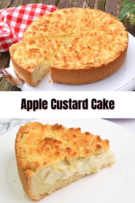 Apple Pie Custard Cake, Custard Apple Cake Recipe, German Apple Custard Cake, French Apple Custard Cake, Custard Apple Cake, Apple Cream Cake, Apple Custard Cake Recipe, Apple Custard Cake, Custard Cakes