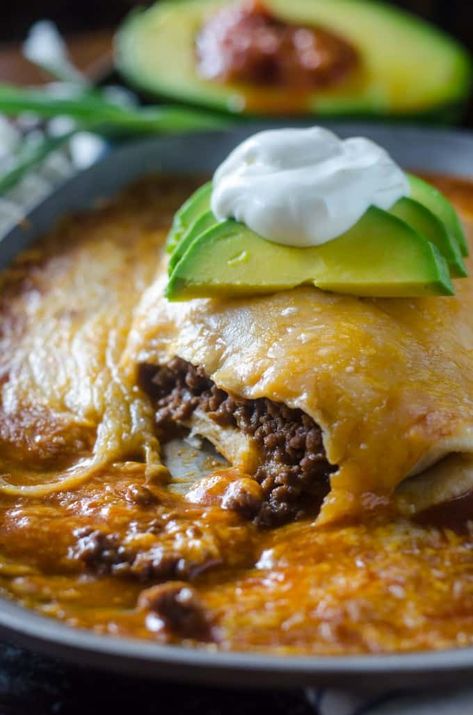 This Wet Burrito is smothered in a special sauce and tons of cheese! How can you go wrong? @gogogogourmet Wet Burrito Recipes, Wet Burrito, Burritos Recipe, Hispanic Food, Tex Mex Recipes, Hacienda Style, Latin Food, Mexican Food Recipes Authentic, Beef Dishes