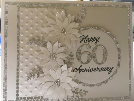 60th Anniversary Cards Handmade, 60 Wedding Anniversary Ideas, Wedding Anniversary Cards Handmade, Handmade Anniversary Cards, Wedding Anniversary Ideas, Happy 60th Anniversary, Golden Anniversary Cards, Diamond Wedding Anniversary Cards, Anniversary Cards For Couple