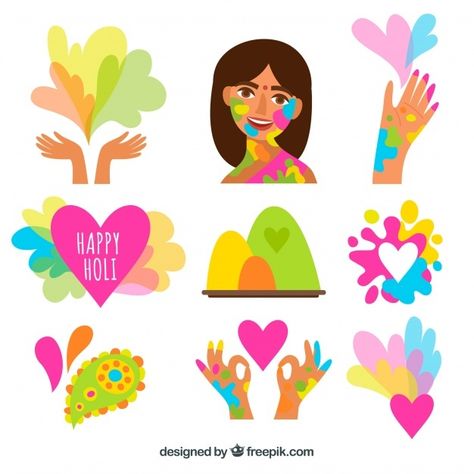 Collection of stickers happy holi Free V... | Free Vector #Freepik #freevector #background #love #design #paint Holi Stickers, Background Love, Happy Holi, Designs Ideas, Graphic Designs, Love Design, Graphic Resources, Kdrama, Vector Free