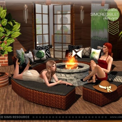 Bringing for your sims this time a patio with rattan seating, brick column and firepit plus several plants, because we never have enough of our green friends. Hope you enjoy ^^ by SIMcredibledesigns.com

available at TheSimsResource. Sims 4 Patio Furniture Cc, Guest Bedroom Bedding, Wall Terrarium, Brick Columns, Patio Couch, Outdoor Patio Set, Modern Victorian, Sims 4 Cc Furniture, Living Rugs